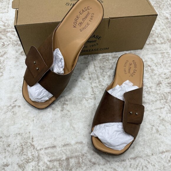 Kork-Ease Sandals Womens Size 8 Brown Mesa Leather Slide Slip-On Comfort Shoes - Picture 1 of 12